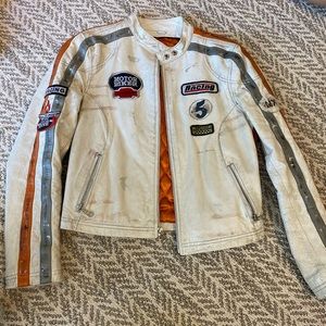 Genuine leather moto jacket